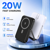 Câble Type-C Power Bank pour Téléphone 10000 mAh avec Support Téléphone, Chargeur Portable Sans Fil Ultra-Mince, Prise en Charge 20W