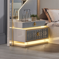 Coiffeuse Design de Luxe avec Meuble de Rangement, Mobilier de Chambre Moderne en Bois, Table de Maquillage avec Miroir LED