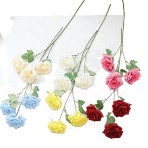 Duofu-JJ vendita calda vero tocco Rose artificiali con molte teste di seta Champagne rosa festa di nozze decorazione <span class=keywords><strong>fiori</strong></span> <span class=keywords><strong>Boutique</strong></span> - Product Image 1