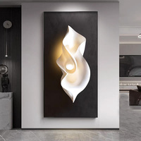 Peinture murale décorative en porcelaine de cristal avec lumière LED géométrique abstraite de luxe, art mural de luxe, peinture encadrée