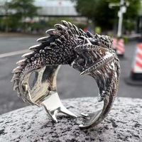 Bagues ajustables style gothique punk avec ailes de pterosaure, bijoux vintage, accessoires, cadeaux