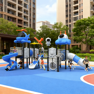 Ensemble de jeux d'extérieur avec structure en acier et toboggans en plastique PE, équipement de jeu haute capacité pour enfants, idéal pour les écoles, parcs d'attractions et communautés - Product Image 2