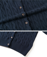 Hersteller-OEM Weiche Baumwolle Kaschmir Acryl Strickoberteil Klassische Zopfmuster-Strickjacke Modische Lässige Slim-Fit Damenpullover