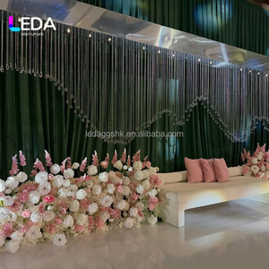 LEDA Wholesale Modern Silver Stainless Steel Arch Wedding Backdrop Stand with <b>Bead</b> <b>Curtain</b> Stage Decoration for Events - Product Image 2