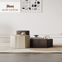 Ensemble de table centrale de salon au design innovant Finition en MDF de luxe moderne Cadre en bois massif Table basse Combinaison de tables d'appoint