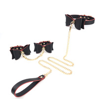 Accessoires d'entraînement SM : Collier, menottes avec laisse et entraves féminines pour couple - Jouets sexuels BDSM pour adultes