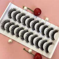 Lot de 10 paires de faux cils 3D moelleux de 16mm DD Curl en faux vison, marque privée, cils vaporeux à bande complète, vente en gros