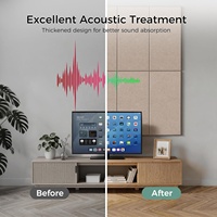 Panneau acoustique auto-adhésif épaissi pour traitement acoustique intérieur, panneau acoustique en polyester camel absorbant le son et réduisant le bruit pour mur