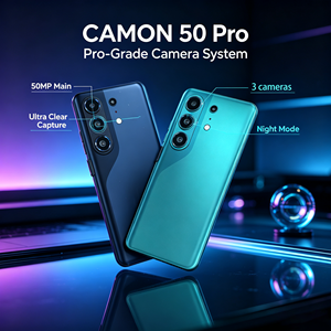 Smartphone Camon 50 Pro 5G 16 Go + 1 To, Meilleur Prix, Appareil Photo 108 MP, Double SIM, Débloqué, Version Globale, Charge Rapide - Product Image 2