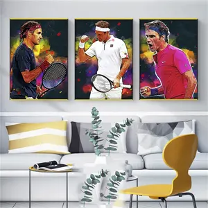 Roger Federer โปสเตอร์ศิลปะป๊อป,ภาพวาดผ้าใบพิมพ์ลายกีฬาเทนนิสบทคัดย่อภาพกราฟฟิตีติดผนังห้องตกแต่งบ้านสำหรับแฟนๆ