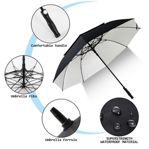 60 Inch Extra Large Golf <b>Umbrella</b> Double Layer Canopy Golf Silver Coating <b>Umbrella</b> Ventilation <b>Umbrella</b> Fiberglass Rib Auto Open - Product Image 4