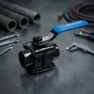 Válvula de Bola de Acero Forjado ASTM A105 Personalizada OEM Sealmech, Clase 800, Alta Presión, 3 Piezas, Rosca NPT, Conexión por Soldadura, Palanca Manual - Product Image 1