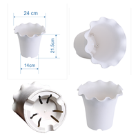 Elegan putih ruffle Rim Pot bunga plastik | Dekoratif bergelombang tepi penanam Ramah Lingkungan & ringan fitur grosir