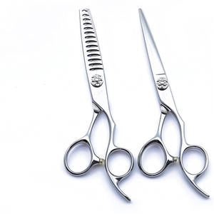 กรรไกรตัดผมมืออาชีพ สแตนเลสสตีล หัวตรง ด้ามยาว ชุบโครเมียม สำหรับใช้ในร้านเสริมสวย - Product Image 1