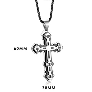 Pendentif croix incurvée classique en acier inoxydable blanc bijoux religieux pour femmes - Product Image 4