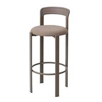 Tabouret de bar Rey minimaliste nordique avec coussin, chaise haute de bar en métal avec dossier pour comptoir de cuisine