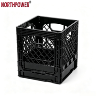 Panier de rangement pliable robuste de 16 QT, caisse à lait en plastique durable avec poignées faciles à saisir pour légumes, fruits et bière