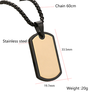 Gioielli incisi personalizzati, placcati in oro PVD, in acciaio inossidabile, targhetta identificativa, barra geometrica vuota, collana con ciondolo per uomo - Product Image 6