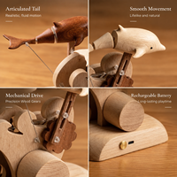 Sculpture Cinétique Automatique en Bois Faite à la Main en Forme de Dauphin, Certifiée CE RoHS, OEM ODM Personnalisée pour les Boutiques de Cadeaux de la Saint-Valentin, Vente en Gros