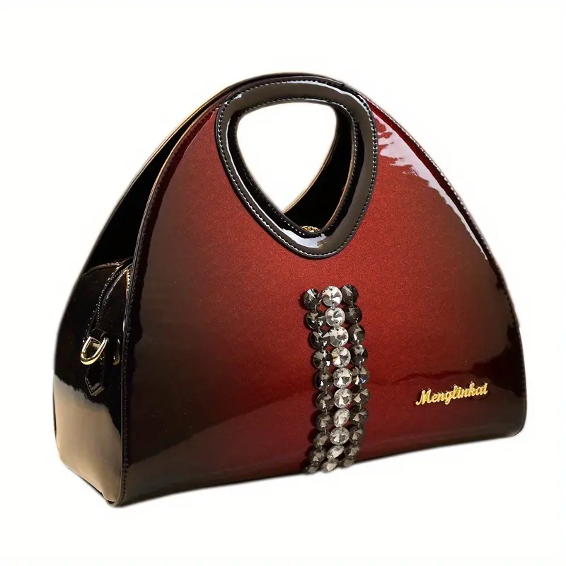 Bolsa de mão em couro envernizado para mulheres com grande capacidade e opções de transporte versáteis da moda