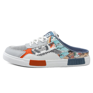 Chaussures décontractées tendance en toile et maille gris graffiti pour homme, style paresseux, à enfiler, pour l'été - Product Image 3