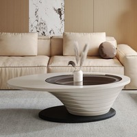 Table basse en verre Abyss de luxe, design ovale minimaliste moderne, table basse tendance pour les salons compacts