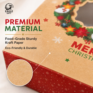 Cajas <span class=keywords><strong>de</strong></span> Papel Kraft Navideñas para Pastelería Individual con Ventana Transparente, Cajas para Donuts, Mini Tartas, Rebanadas <span class=keywords><strong>de</strong></span> Pastel, Postres y Golosinas - Product Image 4
