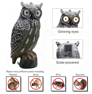 Décoy de chasse au faucon 3D alimenté par panneau solaire, yeux lumineux, base à boucle de suspension en PE, attracteur pour prédateurs aquatiques en zone humide extérieure - Product Image 2