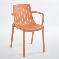 Fauteuil en plastique moulé tout-en-un, empilable, résistant aux intempéries, avec dossier à lattes, de haute qualité, idéal pour patio et salon – Vente chaude