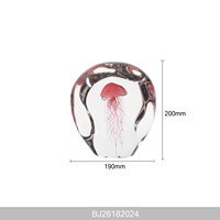 Poids de papier en verre soufflé à la main en cristal moderne, motif méduse rose pêche 3D avec tentacules en relief, thème océan, pour la décoration de la maison et des hôtels