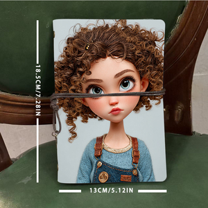 Carnet A6 avec <span class=keywords><strong>d</strong></span>écoration de feuille Cadeau <span class=keywords><strong>d</strong></span>'anniversaire de travail pour assistants administratifs avec fille aux cheveux bouclés en salopette Pri - Product Image 4