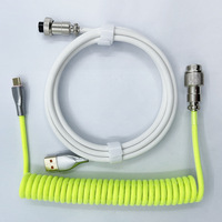 Aflion OEM Custom USB Type C Paracord Gx12 Tab Coil Coiled Mechanical Keyboard Cable With Aviator Connector