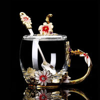 Tasse à café en cristal réutilisable 3d, fleur, eau émaillée, marguerite, verre, thé, café, gobelet en émail