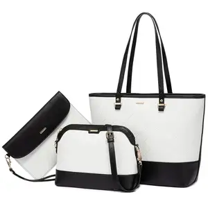 Free sample LOVEVOOK hot sale factory women leather tote bag high quality summer 3 pieces ladies purses and handbags women bags