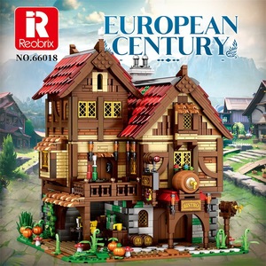 Reobrix European Century 66018 <b>Plastic</b> 40-Piece Building <b>Blocks</b> Medieval Tavern Model Educational Assembly Toy for Ages 8+ - Product Image 5