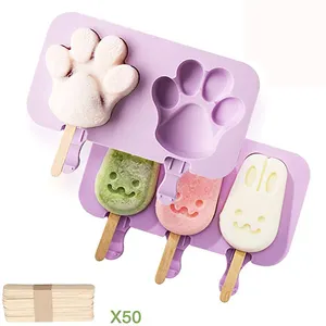 Thực Phẩm Lớp Thỏ Silicone Popsicle Khuôn Mẫu Cho Kem Với Bìa Và 40 Gậy Gỗ