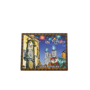 OEM/ODM New Style Custom Rectangle Praha Castle Style Prague Astronomical Clock Czech Souvenir Tin Foil Soft Fridge <strong>Magnet</strong> - Product Image 3