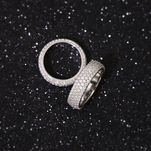 Anillo cubano de 4 filas al por mayor con diamantes de moissanita VVS, certificado GRA, pasa el probador de diamantes, chapado en oro, plata de ley 925, estilo hip hop. - Product Image 1