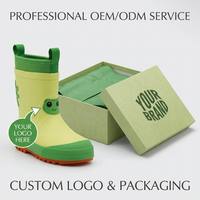 Bottes de pluie pour enfants en néoprène, motif grenouille de dessin animé mignon, mi-mollet, toutes saisons, imperméables, avec poignée de traction, design personnalisé