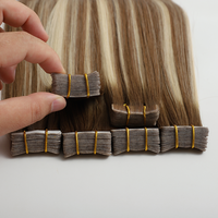 Extensions de cheveux naturels à bandes adhésives invisibles, Remy vierges double drawn, blondes, couleur personnalisée, vente en gros