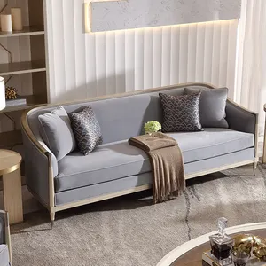 French Curved Sofa Set Furniture Fabric Living Room Sofa Apartment Boucle Velvet Cotton Lined Couch Sofa