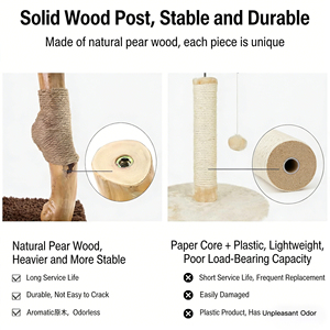 Arbre à <span class=keywords><strong>chat</strong></span> en bois massif durable de petite taille avec poteau à gratter en sisal de qualité supérieure, gymnase pour <span class=keywords><strong>chat</strong></span> en bois de luxe, livraison directe d'usine - Product Image 3