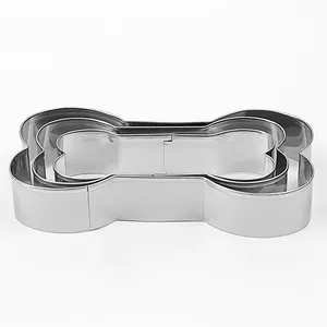 Hot Sale 3 Pieces Stainless Steel Dog Bone Shape Cookie Cutter Set Homemade Cookie Mold Pastry Baking Tools