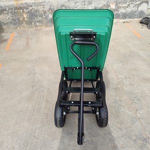 भारी शुल्क स्टील 4 पहिया लॉन यार्ड उपयोगिता व्हीलबैरो कार्ट वैगन गार्डन ट्रॉली - Product Image 4