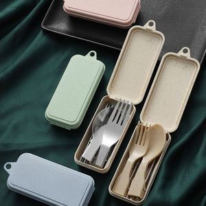 High Quality 18/10 Folding Knife Fork Spoon Silverware Flatware Set Travel Stainless Steel Portable With <b>Box</b> - Product Image 4
