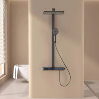 Ensemble de douche intelligent automatique deux-en-un noir mat avec jet de mousse, système de douche mural à affichage numérique eau chaude/froide