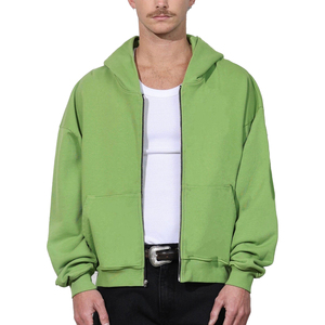 Sweat à capuche zippé 100% coton lourd pour hommes Logo personnalisé imprimé recadrée hiver motif Boxy coupe régulière respirant 2 pièces - Product Image 1