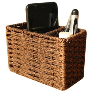 3 scomparti carta corda tessuto a mano scrivania Organizer cesto portaoggetti per cellulare telecomando <span class=keywords><strong>porta</strong></span> <span class=keywords><strong>penna</strong></span> per ufficio - Product Image 1