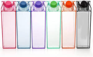 2026 Hot Sale 500Ml 1000Ml <b>Plastic</b> Juice <b>Milk</b> <b>Bottle</b> Square <b>Milk</b> Box Transparent Acrylic <b>Milk</b> Carton Water <b>Bottle</b> - Product Image 2