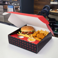 Caja de Embalaje de Papel Negro de Lujo para Alimentos Desechables, Caja para Comida Rápida, Pollo Frito, Hamburguesas y Papas Fritas